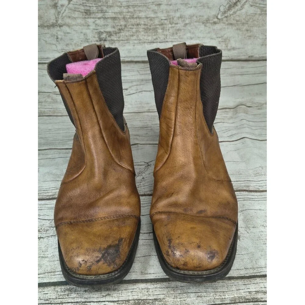 P + S Brown Leather Slip On Chelsea Boots Men Size 11